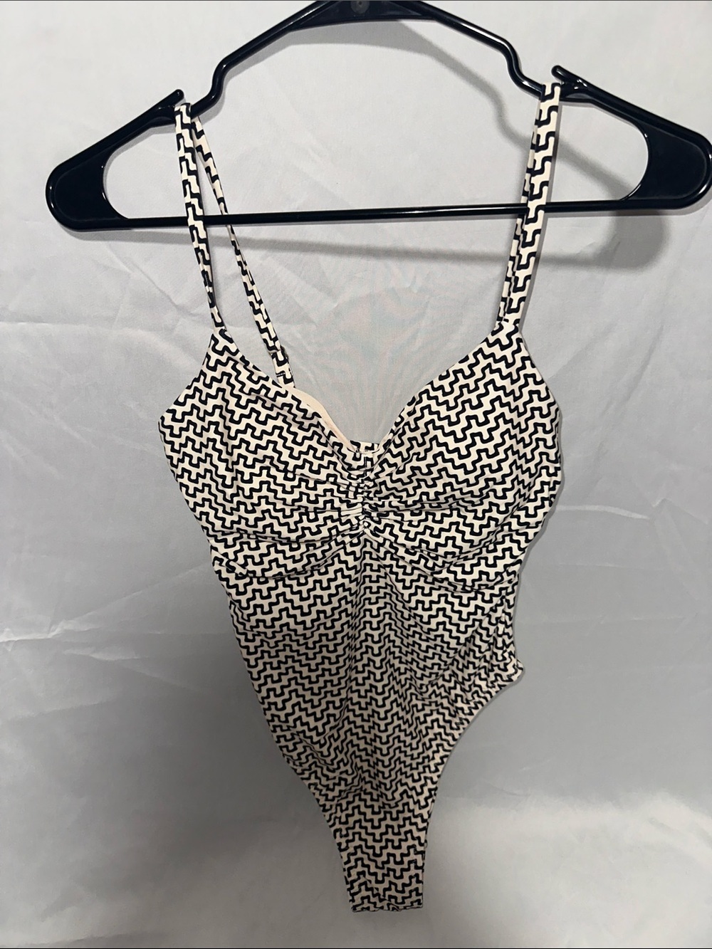 Shade & Shore Cream and Black Geometric One-Piece Swimsuit